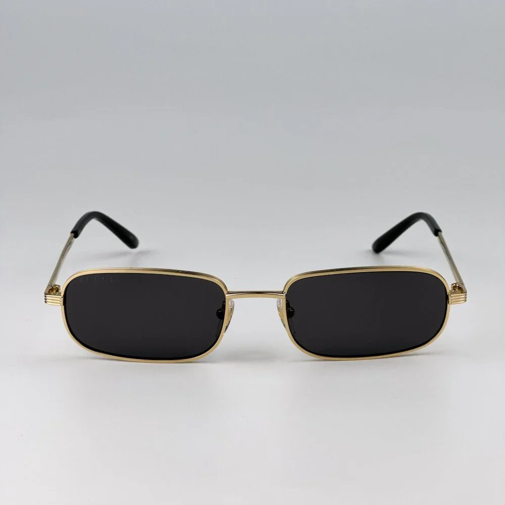 Gucci GG1457S 001 Sunglasses Gold Grey Rectangle Metal Unisex GG 1457S - Picture 7 of 12